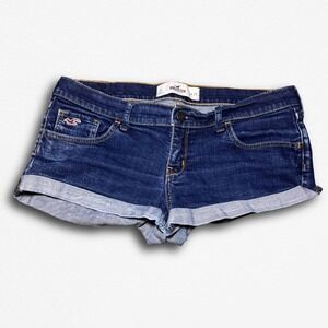 Hollister Denim Shorts Womens 9 W29 Dark Wash Low Rise Cuffed Casual Summer